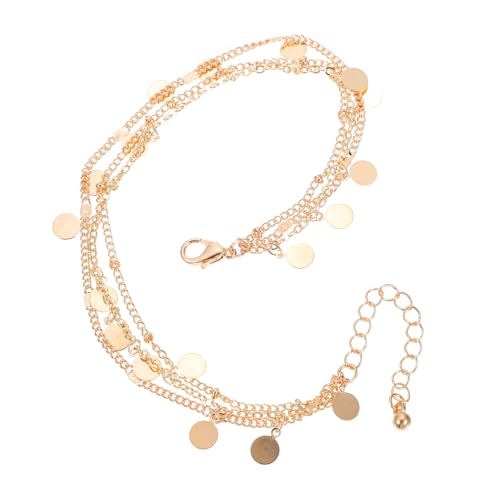 TEMPNAP 2 Stück Multi Layer Knöchelketten für Damen Strand Fußkettchen Metallfarben Stilvolle Accessoires für Einen Kreativen Look Am Strand von TEMPNAP