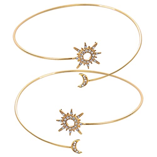 TEMPNAP 2 Stück Oberarmreif mit Offenem Design Verstellbarer Armreif für Damen Goldfarbenes Armband mit und Mondmotiv Elegantes Schmuckstück für Verschiedene Anlässe von TEMPNAP