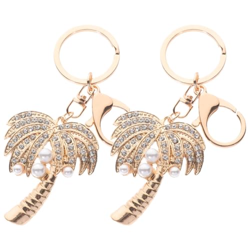 TEMPNAP 2stücke Schlüsselanhänger Mit Perlen Und Strass-kokosnussbaum- Stilvolle Taschenanhänger Für Handtaschen Und Geldbörsen Praktische Accessoires Für Mädchen Und Damen von TEMPNAP