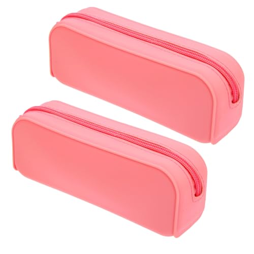 TEMPNAP 2 Stück Silikon Federmäppchen Candy Farben Waschbar Reißfest Großes Fassungsvermögen Schlankes Mäppchen für Stifte und Make Up Pinsel Mädchen von TEMPNAP