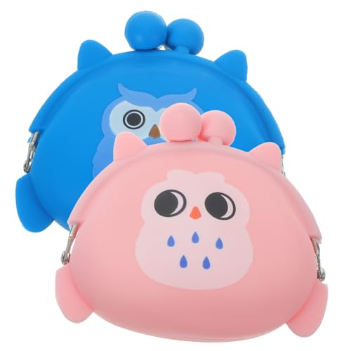 TEMPNAP 2stücke Cartoon Silikon Münzgeldbörse Kleiner Handtaschen Organizer Für Mädchen Und Junge Mädchen Für Ohrringe Karten Und Bargeld Rosa Eule Design von TEMPNAP