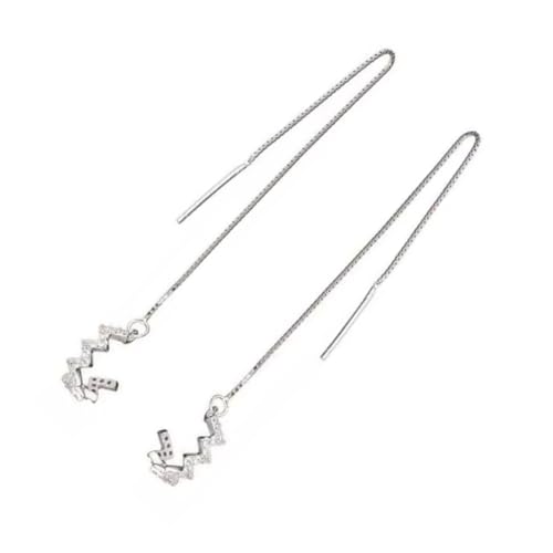 TEMPNAP 2stücke Funkelnde Ohrringe Mit Dangle Chain Sterling Silber Ohrstecker Für Und Mädchen Clip Ohr Cuffs Für Besondere Anlässe von TEMPNAP