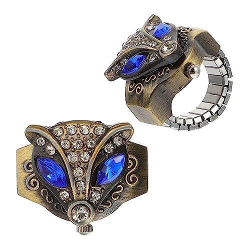 TEMPNAP 2Stücke Retro Fingerringuhr Elastische Fingeruhr mit Stilvollem Fuchsdesign für Alltagsmode Besondere Anlässe Einfach zu Öffnen Abzulesen Perfektes von TEMPNAP