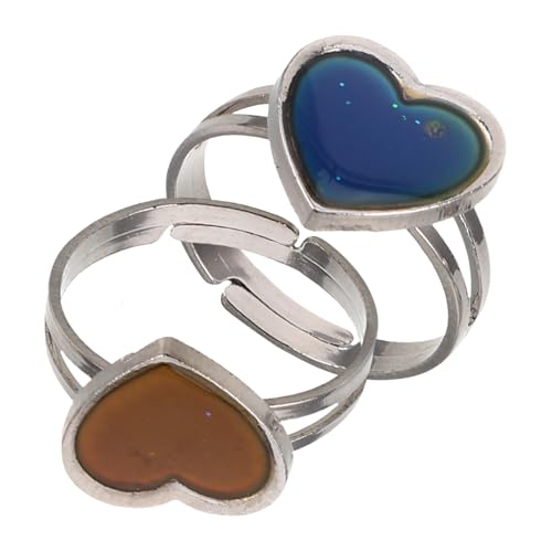 TEMPNAP 2 Stück Farbwechselring für Damen Herzförmiger Temperaturändernder Ring Verstellbare Stimmungsringe für Teenager Schmuck von TEMPNAP