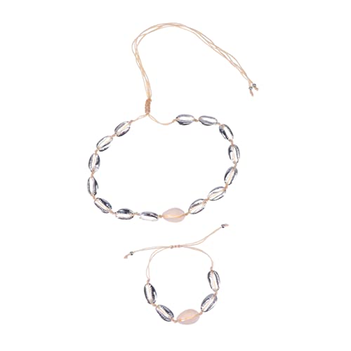 TEMPNAP 2Stücke Teiliges Muschel Armband Halskette Set Verstellbarer Legierung Eleganter Schmuck für Frauen Silberne Muschel Kette für Strandpartys Tägliches TEMPNAP 2Stücke Teiliges Muschel Armband Halskette Set Verstellbarer Legierung Eleganter Schmuck für Frauen Silberne Muschel Kette für Strandpartys Tägliches von TEMPNAP