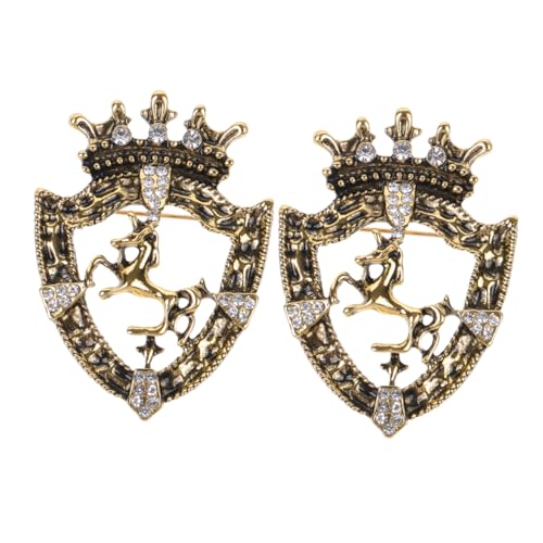 TEMPNAP 2stücke Crown Pferd Broschen Anstecknadeln Vintage Kutschen Pins Für Herren Mode Reverspin Hochzeit Kleidung Schmuck Brosche Party Accessoire von TEMPNAP