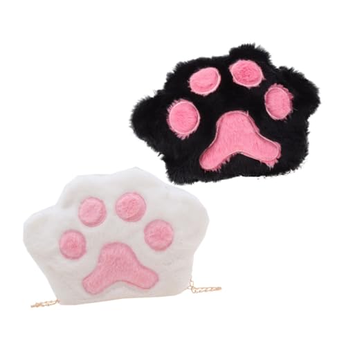TEMPNAP 2stücke Umhängetasche Katzenpfote Für Damen Flauschige Tasche Mit Kettenriemen Süße Schultertasche in Form Von Katzenpfoten Einzigartige Handtasche Für Damen von TEMPNAP
