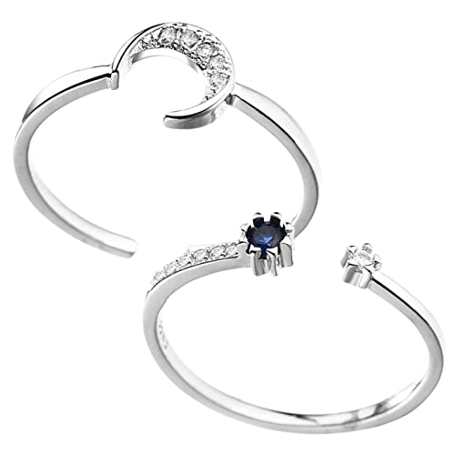 TEMPNAP 2Stücke Verstellbare Offene Ringe für Damen Kreative Moderinge mit Blauem Mondmotiv für Hochzeiten Partys TEMPNAP 2Stücke Verstellbare Offene Ringe für Damen Kreative Moderinge mit Blauem Mondmotiv für Hochzeiten Partys von TEMPNAP