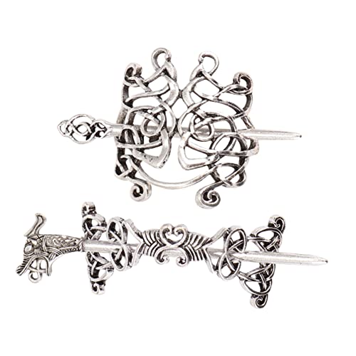 TEMPNAP 2stücke Vintage Ethnischer Haarschmuck Frauen Haarklammern Aus Antiklegierung Dekorative Haarspangen Für Verschiedene Anlässe Elegante Frisuren Und Hochzeitsaccessoires Silber von TEMPNAP