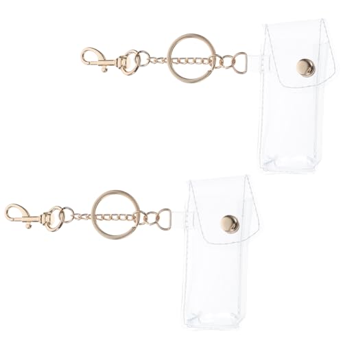 TEMPNAP 2stücke Lippenstift-Halter Schlüsselanhänger Lippenbalsam-Clip Lipgloss-Tasche Transparentes PVC Kompakt Für Reisen Und Unterwegs von TEMPNAP