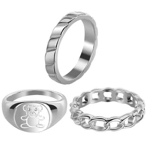 TEMPNAP 3 Stück Teiliges Stapelbarer Cartoon bär Ringe aus Hochwertiger Legierung Hautfreundlich und Langlebig Modischer Schmuck für Teenager Mädchen und Junge Frauen als Süßes von TEMPNAP