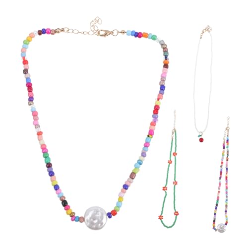 TEMPNAP 4 Stück Boho Perlen Choker für Teenager Mädchen Farbige Statement für Strand Urlaub und Alltag Wasserfest und von TEMPNAP