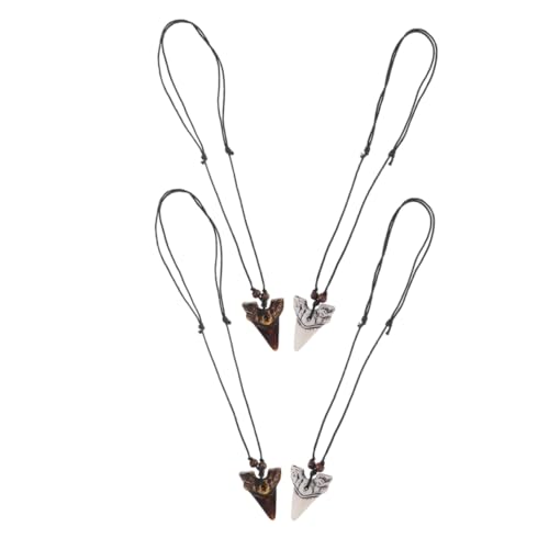 TEMPNAP 4 Stück Haifischzahn Halskette für Surfer Cooles Strand Robuste Stilvolle Schmuckstücke für Altersgruppen Unisex Halskette von TEMPNAP