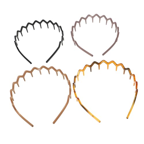 TEMPNAP 4 Stück Modisches Gewelltes Haarkamm-stirnband Für Damen, Stirnbänder, Haarkamm, Haarband, Gewellte Form, Kunststoff-haarbänder, Neuartiges Stirnband-haarreifen-zubehör von TEMPNAP