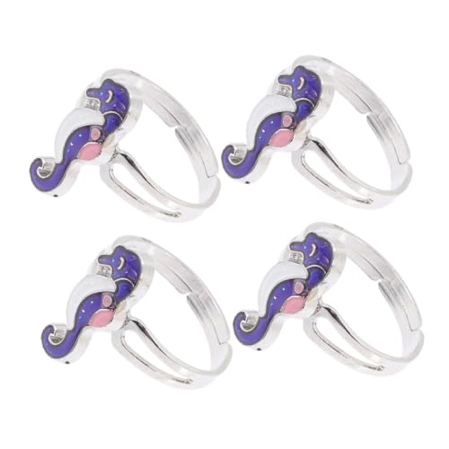 TEMPNAP 4 Stück Seepferdchenringe Ozeantier Fingerring Modischer Süßer Verstellbarer Offener Ring Für Frauen Und Mädchen TEMPNAP 4 Stück Seepferdchenringe Ozeantier Fingerring Modischer Süßer Verstellbarer Offener Ring Für Frauen Und Mädchen von TEMPNAP