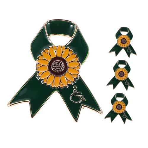 TEMPNAP 4 Stück Sonnenblumen Broschen aus Leichtem Legierungs Material Modische Anstecknadeln für Damen Charity Abzeichen zur Unterstützung von Menschen mit Behinderung für von TEMPNAP