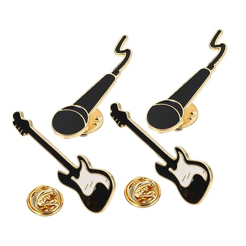 TEMPNAP 4 Stück Teiliges Legierter Broschen Anstecker im Mikrofon und Gitarren Design für Dekorationszwecke für Partys Alltagskleidung Kreatives Zubehör von TEMPNAP