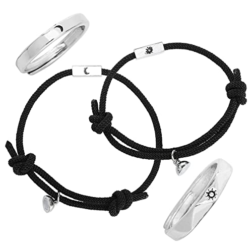 TEMPNAP 4 Stück Teiliges Mond Stern Armband Ring Woven Rope Schmuck für Studenten und Freunde Eleganter Boho Stil Geeignet für Jeden von TEMPNAP