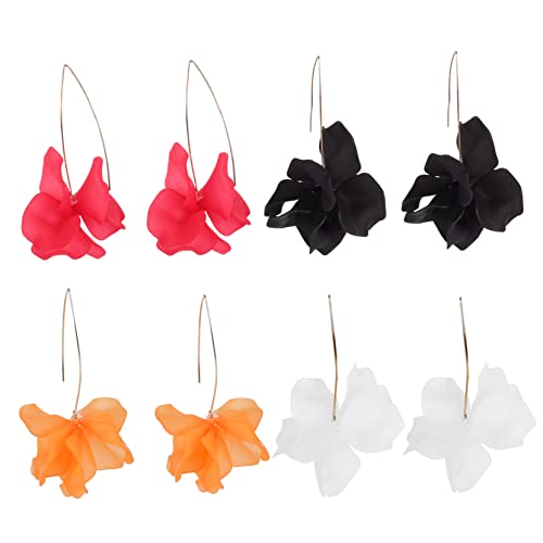 TEMPNAP 4Paare Dangle Acrylohrringe mit Blumencharms für Mädchen Trendige Blütenohrringe für Teenager Perfektes Geburtstagsgeschenk Handgefertigt und Elegant Farblich Zufällig von TEMPNAP