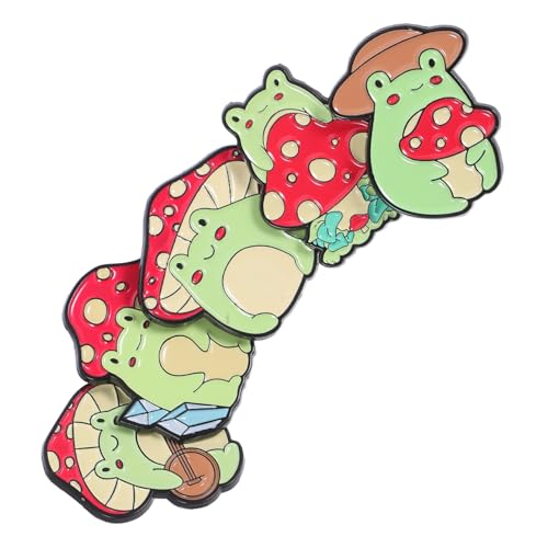 TEMPNAP 5 Stück Niedliche Frosch und Pilz Broschen Tierische Anstecker für Kleidung Hüte und Taschen Perfektes Accessoire für Look von TEMPNAP