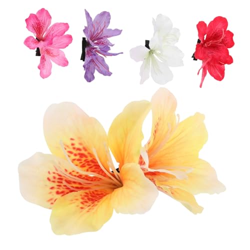 TEMPNAP 5 Stück Simulierte Blütenperückenclips Chinesische Haarnadel Blumenhaarnadel Hawaiianisches Accessoires Haarspangen Blumenhaarklammern Farbe Hanfu Haarschmuck Stoff von TEMPNAP