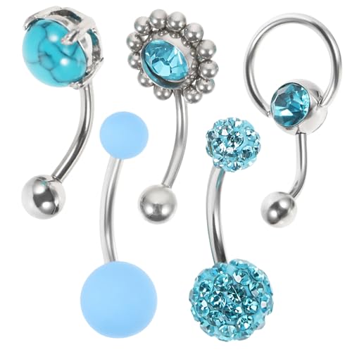 TEMPNAP 5 Stück Teiliges Bauchnabelpiercing Leicht Komfortabel Körperkunst für Damen Robustes Langlebiges Design Accessoires für Stilbewusste Frauen von TEMPNAP