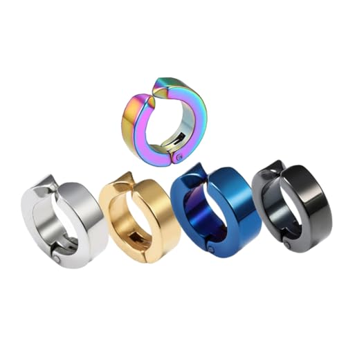 TEMPNAP 5 Stück Edelstahl Ohrclips Modische Ohrringe Für Männer Punkiger Ohrschmuck in Verschiedenen Farben 13mm Leicht Und Angenehm Zu Tragen von TEMPNAP