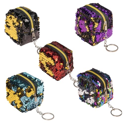 TEMPNAP 5stücke Mini-geldbörse Für Damen Aufbewahrungstasche Münztasche Tragbare Geldbörse Kleine Tasche Schmuckaufbewahrungstasche Kosmetiktasche Wasserdichtes Reißfest von TEMPNAP