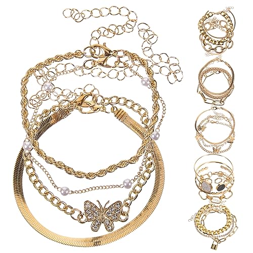 TEMPNAP 6 Sätze Teiliges Set Vintage Fußkettchen für Damen Stilvolle Fußschmuck für Besondere Anlässe und Outfits Perfektes für Freundinnen und Familie von TEMPNAP