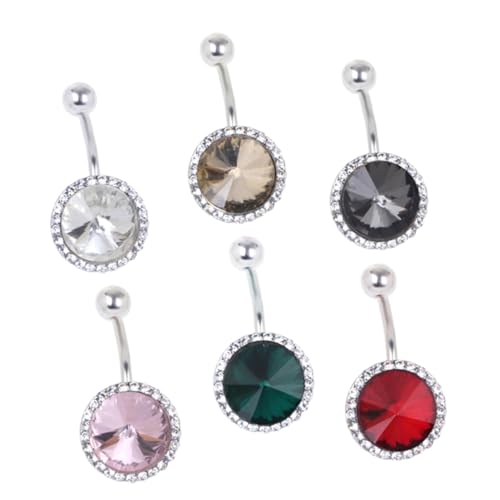 TEMPNAP 6 Stück Bauchnabelpiercing Nabelringe aus Kupfer mit Funkelnden Strasssteinen Bunte Körperpiercing Schmuckstücke für Damen Langlebig Rostfrei Modisch für Party und Festival von TEMPNAP