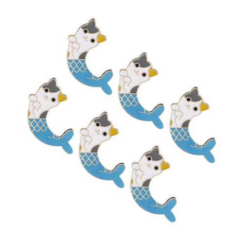 TEMPNAP 6 Stück Goldene Katzen Meerjungfrau Broschen Niedliche Tier Schmuck Anstecknadeln für Damen Modische Cartoon Broschen für Pullover Mäntel Accessoires Langlebiger Legierungs von TEMPNAP