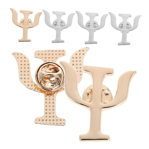 TEMPNAP 6 Stück Psi Symbol Brosche Anstecker für Psychologen Medizinischer Schmuck für Ärzte Krankenschwestern Goldene Silberne Designs für Rucksäcke Hüte von TEMPNAP
