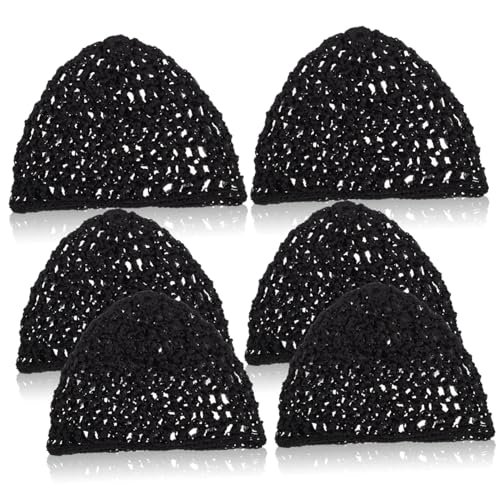 TEMPNAP 6Stücke Haarnetze für Frauen Schwarze Strickhaarnetze Langlebig für Hochsteckfrisuren Lockenwickler Haarpflegeabdeckung für Lange Haare von TEMPNAP