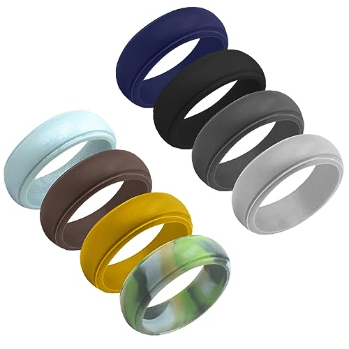 TEMPNAP 8 Stücke Silikon Fingerringe Flexible Sport Ringe für Herren Outdoor Schmuck Bunte Farben Angenehmes Tragegefühl von TEMPNAP