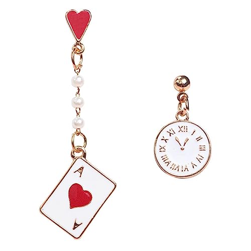 TEMPNAP Spielkarten Ohrhänger Asymmetrisch Uhr Baumeln Ohrschmuck Für Frauen Mädchen Kreative Ohrhänger Mit Spielkartenmotiv Ohrschmuck von TEMPNAP