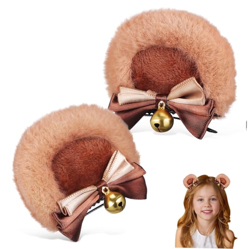 TEMPNAP Bärenohren Schleife Haarspangen Cosplay Ohren Kopfschmuck Festival Haarschmuck Für Mädchen Frauen Bärenglocken Ohrclips Anime-haarschmuck Kawaii Accessoires Für Outfits Haarschleif von TEMPNAP