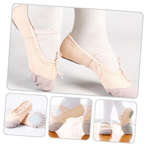 TEMPNAP Ballettschuhe Sanfte Sohle Atmungsaktiv rutschfest Ballettschläppchen für Mädchen Yoga Tanzpraxis Bequeme Elastische Tanzschuhe in Hautfarbe von TEMPNAP