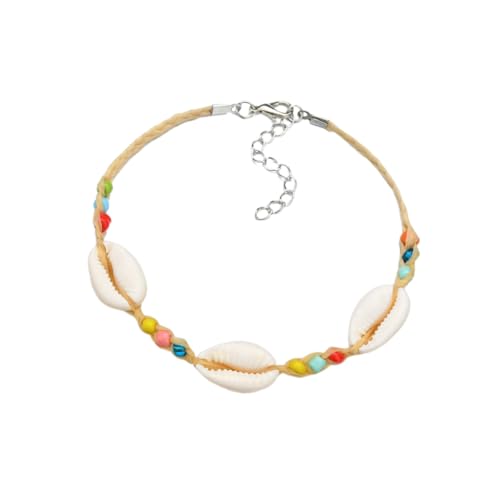 TEMPNAP Böhmisches Fußkettchen Muscheln Bunte Perlen Fußkette für Damen Handgemachte Schmuckstücke für Geburtstagsfeiern und Jubiläen Knöchelketten für Besondere Anlässe von TEMPNAP