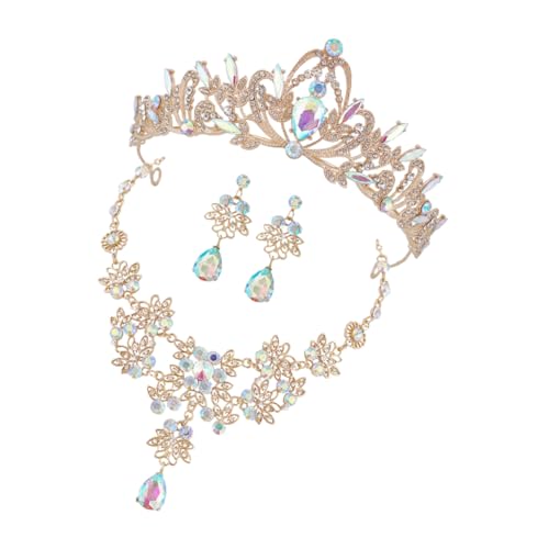 TEMPNAP Brautschmuck Set mit Funkelnder Strass Krone Halskette und Ohrringen Elegantes Schmuckset für Frauen Hochzeit Abschlussball Fotoaufnahmen und Besondere Anlässe für Brautmutter und von TEMPNAP