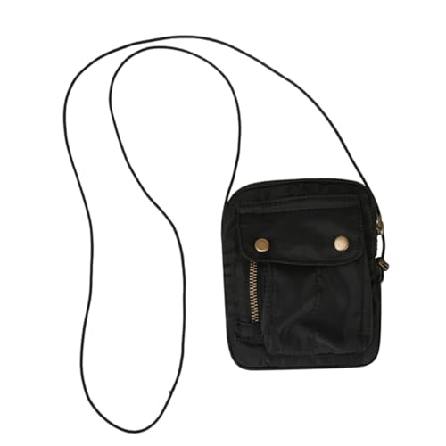 TEMPNAP Canvas Crossbody Bag Damen Mini Umhängetasche Verstellbar Multifunktional Klein Schwarz Alltag Shopping von TEMPNAP