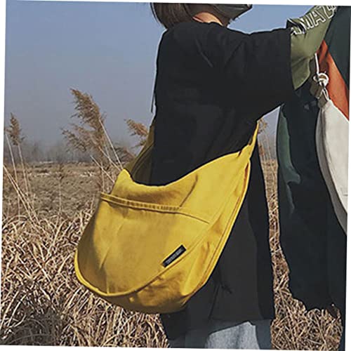 TEMPNAP Canvas Schultertasche Damen Large Kapazität Umhängetasche aus Langlebigem Canvas Material Modische Gelbe Crossbody Bag für Schule Shopping Reisen und Alltag Geeignet von TEMPNAP