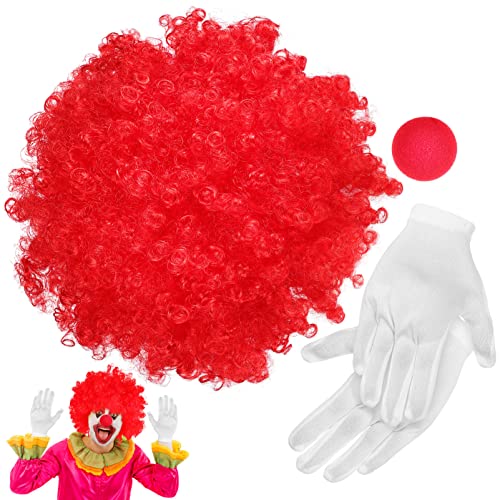 TEMPNAP Clown Kostüm Mit Perücke Und Nase Handschuhe Für Karneval Party Bühne Und Fotoshootings von TEMPNAP