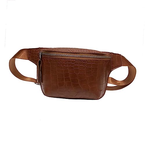TEMPNAP Fanny Pack Für Damen Mit Reißverschluss Stilvolle Bauchtasche Im Krokodil-Design Für Sport Und Alltag Braun von TEMPNAP