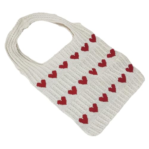 TEMPNAP Damen Umhängetasche Gestricktem Material Stylische Einkaufstasche mit Herzmuster Tragbar Schulter oder Handtasche Modisches Design Geräumig Langlebig TEMPNAP Damen Umhängetasche Gestricktem Material Stylische Einkaufstasche mit Herzmuster Tragbar Schulter oder Handtasche Modisches Design Geräumig Langlebig von TEMPNAP