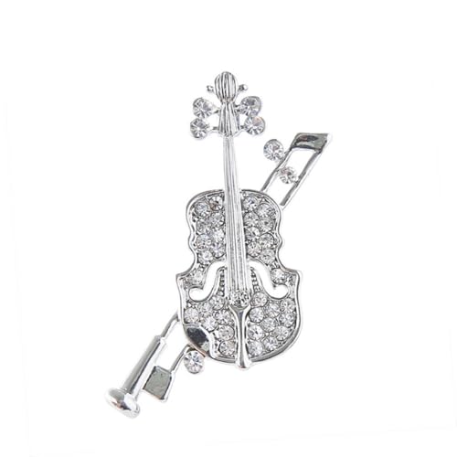 TEMPNAP Delikate Violine Brosche Silber mit Funkelnden Strasssteinen Eleganter Brustpin für Damen Vielseitiger Schmuck für Kleid Schal Tasche und Hut Kreatives Design für Frauen und von TEMPNAP