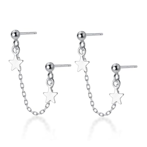 TEMPNAP Doppel piercing Stern Ohrringe aus Silber Ketten design Hängend Modische Ohrstecker für Damen mit Zwei Ohrlöchern Elegant und Vielseitig für Alltag und Besondere Anlässe von TEMPNAP