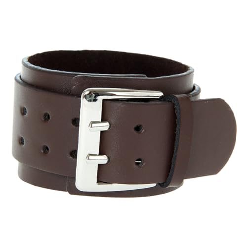 TEMPNAP Doppeltes Lagen Lederarmband mit Großer Schnalle Handkette für Herren Vintage Design Einfach Auszuziehen Langlebig und Praktisch Perfektes für Freunde und Familie Kaffeefarbe von TEMPNAP