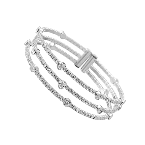 TEMPNAP Elastisches Kristallarmband für Damen Offener Armreif Silber Eleganter Handschmuck Besondere Anlässe Stilvolles Design für Look TEMPNAP Elastisches Kristallarmband für Damen Offener Armreif Silber Eleganter Handschmuck Besondere Anlässe Stilvolles Design für Look von TEMPNAP