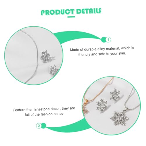 TEMPNAP Elegantes Damen Schmuckset Schneeflocke Halskette Ohrstecker aus Langlebiger Legierung mit Funkelnden Kristallstrasssteinen Vielseitig für Hochzeit Party und Alltag Geeignet von TEMPNAP
