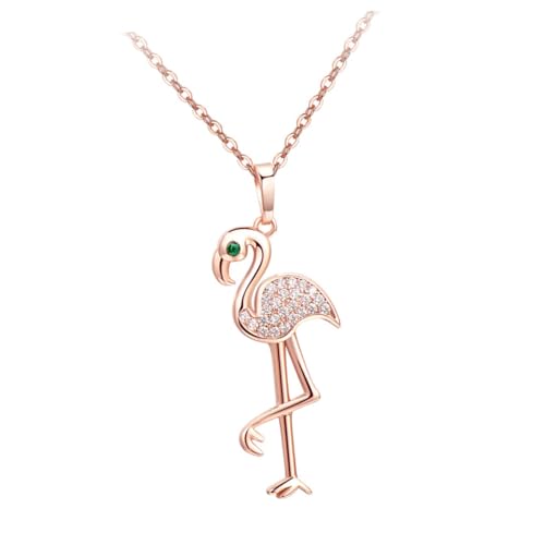 TEMPNAP Flamingo Halskette Roségold Anhänger Damen Schmuck Leichtes Kupfer für Geburtstag Party Alltag von TEMPNAP